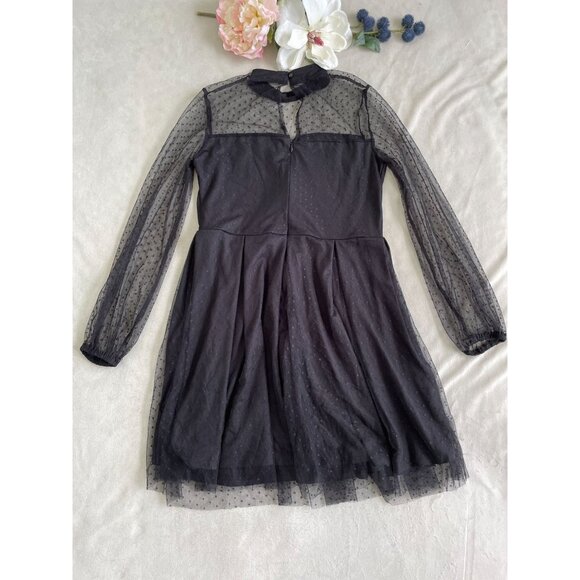 Whimsigoth Black Mesh Polka Dot Sheer Lace Whimsygoth Dainty Dress - Picture 3 of 13